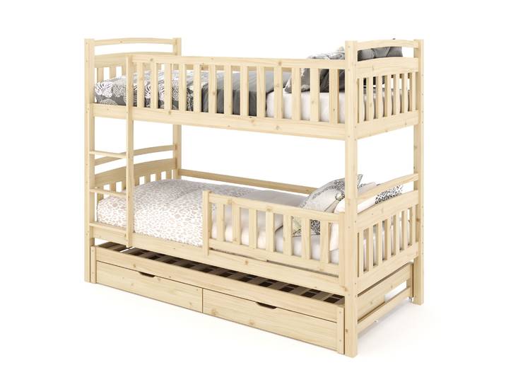 Etagenbett JULIETTE mit Ausziehfunktion 90 x 200 cm natur