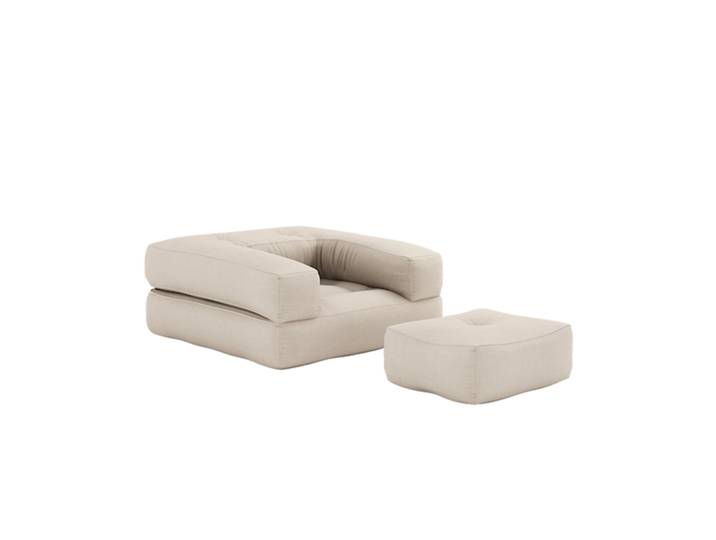 Matelas futon et pouf 2 en 1 CUBE beige 90x190