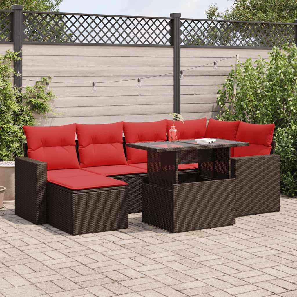 Loungeset - Modulares Gartenset aus wetterbeständigem PE-Rattan mit Stauraum - braun