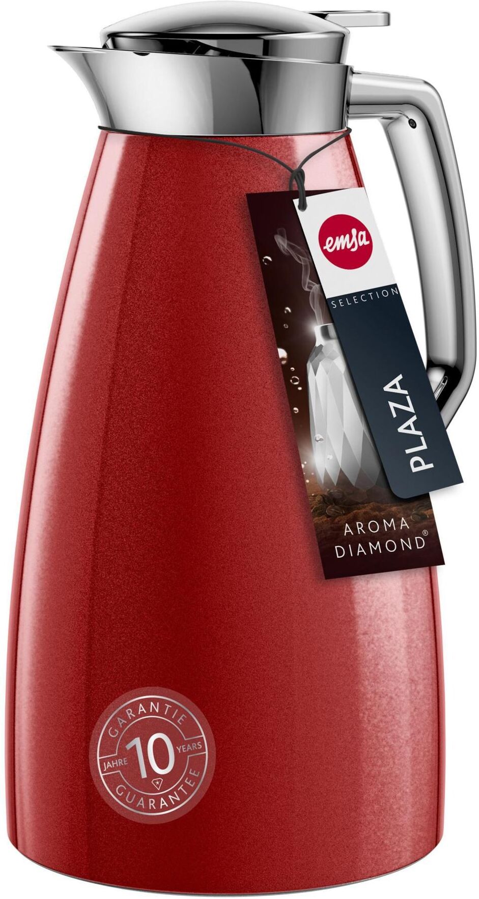 Isolierkanne EMSA "Plaza 1000 ml", rot, Kannen, 1 l, Edelstahl, Isolierkanne, H:26cm Ø:13,7cm rot 1 l