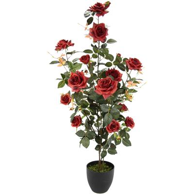 Kunstbaum I.GE.A. "Rosenbusch im Topf", rot, B:45cm H:115cm L:45cm, Obermaterial: 95% Polyester, 5% Kunststoff, Kunstpflanzen, Kunstrosen Kunstpflanzen Rosenstrauch Deko Hochzeit
