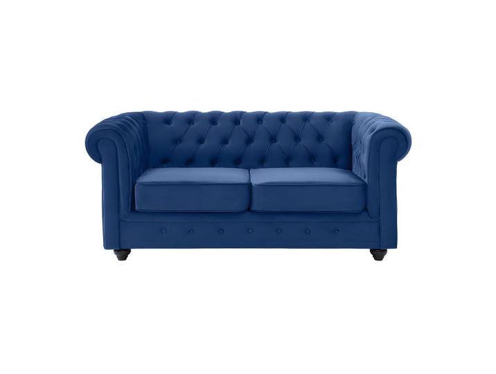 Vente-Unique Sofa - 2 Personen - samt - königsblau Chesterfield, Blau, Holz, 165x72x88 cm, Wohnzimmer, Sofas & Couches, Sofas, Chesterfield Sofas