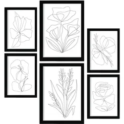 POSTER Set Mit 6 Angenehmes Lule In Blume Zusammenfassung Ästhetische Dekorative Gemälde Für Ihr Wohnzimmer Zuhause A3 & A4 Schwarzer Rahmen