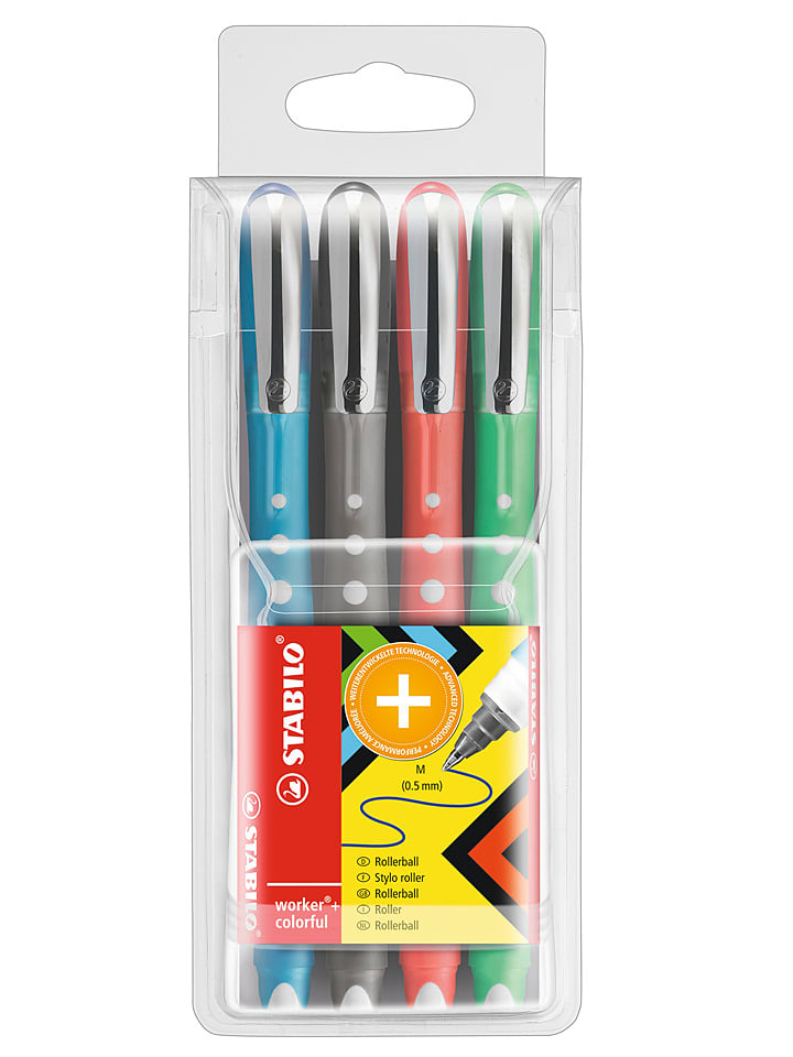 Tintenroller "STABILO worker+colorful-medium" - 4 Stück - onesize