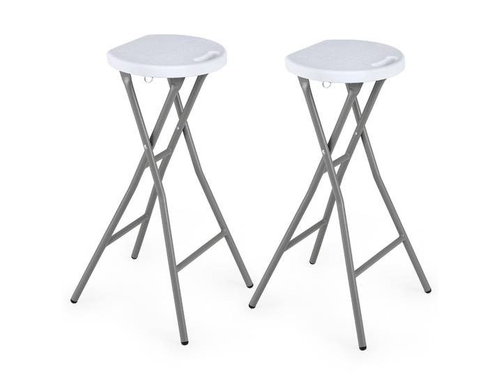 (2 Stucks) Opvouwbare Barstoel met HDPE Zitting en Geïntegreerd Handvat Opvouwbare Stoel met Stabiel Metalen Frame Opvouwbare Kruk 30 x 26,5 x 70 cm