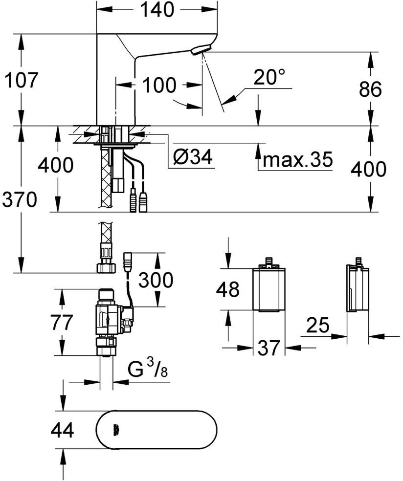 Grohe Eurosmart CE Waschtischbatterie für Batteriebetrieb