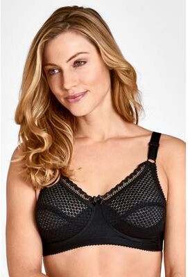 Plus Size Women's Cotton Dots bra by MISS MARY OF SWEDEN INC in Black (Size 46 DDD)