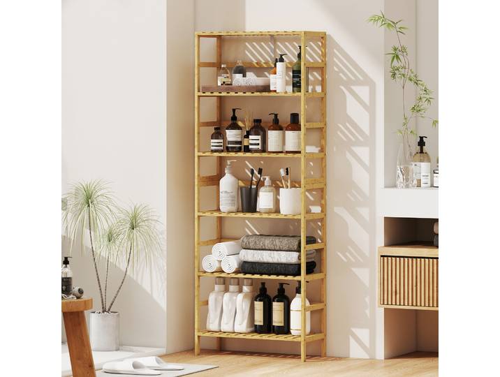 HOMCOM Étagère Bambou 6 Niveaux Petit Espace Salon Cuisine