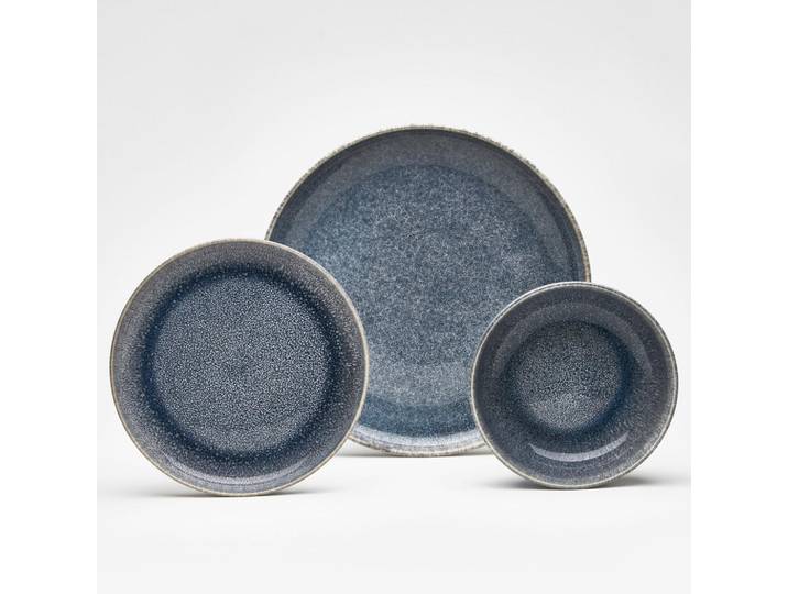 Van Well Kombiservice Toska, Blaugrau, Keramik, 12-teilig, 650 ml, lebensmittelecht, Essen & Trinken, Geschirr, Geschirr-Sets, Kombiservice