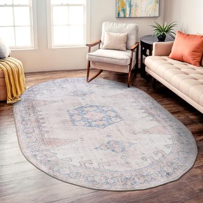 World Rug Gallery Vintage Bohemian Machine Washable Non Slip Area Rug