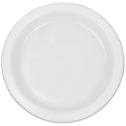 MONOUSO - Wiederverwendbar Plastikteller Flach Wirtschaftlich PS Weiß Ø16,5cm (50 Stück)