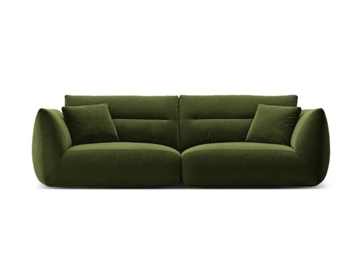 Canapé modulable 4 places en velours vert armée