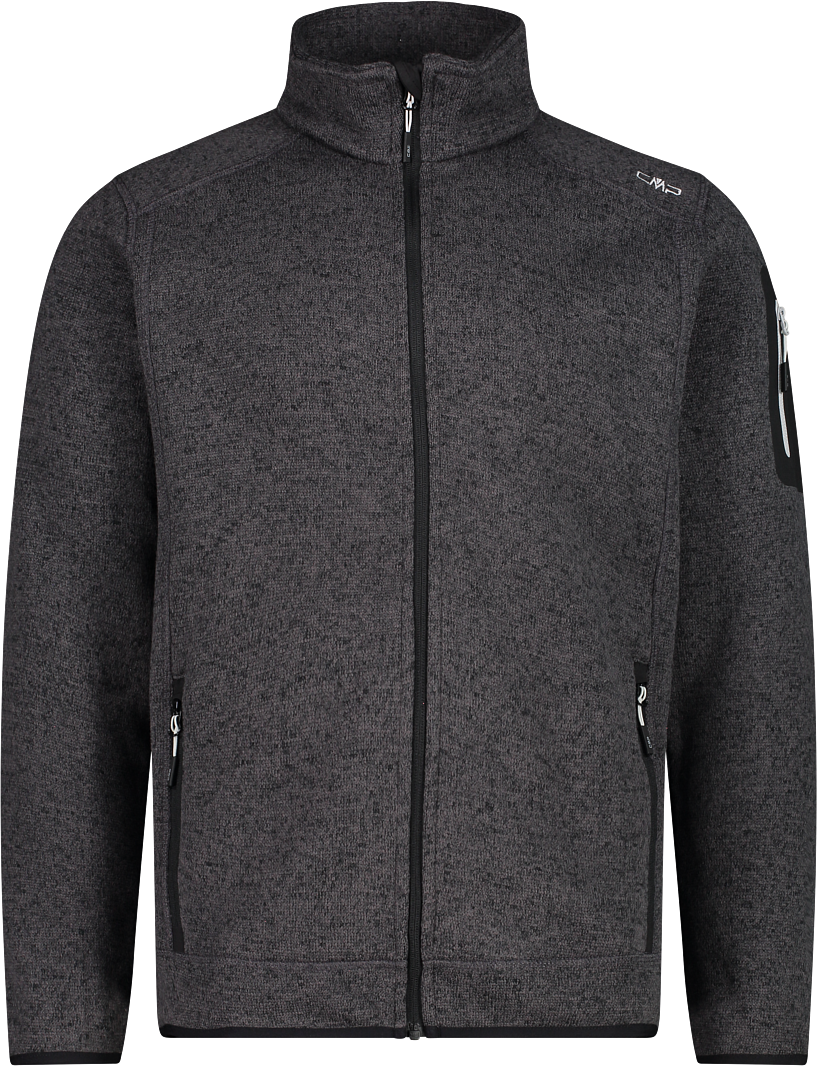 Strickfleecejacke CMP "MAN JACKET", Herren, Gr. 58, grau (ero, glacier), Strick, Obermaterial: 100% Polyester, normal, eingefasste Kante, Jacken Strickfleecejacke, mit hochschliessendem Kragen, atmungsaktiv, wasserabweisend ero, glacier 58