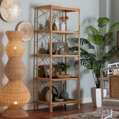 bali & pari Alger Natural Rattan 5-Tier Display Shelf