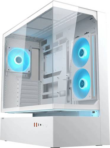 Cougar CFV235 Midi-Tower PC-Gehäuse Weiß 1 vorinstallierter Lüfter, Integrierte Beleuchtung, Seitenfenster, Staubfilter