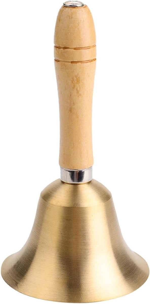 Traditionele koperen handbel met houten handvat, 15 cm