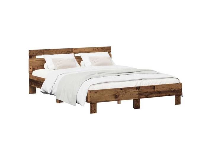 NOUVEAU Lit 2 personnes - Lit 2 personnes - Cadre de lit Double - Bois ancien - 140x190cm Bois d'ingénierie 78242
