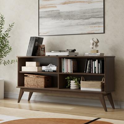 "WYNDENHALL Tierney SOLID HARDWOOD 30 x 64 inch Modern Low Bookcase - 14"" d x 64"" w x 30"" h"