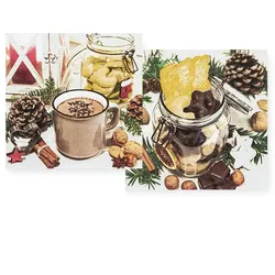 Home Fashion, Hot Chocolate & Cookies, Cocktail-Servietten 25 cm x 25 cm, im Viertelfalz, 2 Designs, 10+10 Stück pro Pack, 12 Pack pro Karton