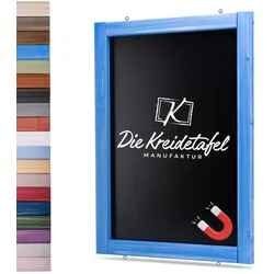 Die Kreidetafel Manufaktur Magnetische Kreidetafel - Magnettafel mit Holzrahmen / Blau 60x120cm
