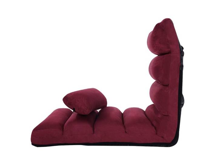 Fauteuil de Sol -RELAX4LIFE- Réglable en 5 Positions 90°-180° - Oreiller - Fauteuil Relax Convertible 1 Place - Charge 120KG -Rouge