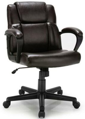Costway Adjustable Leather Executive Office Chair Computer Desk Chair with Armrest