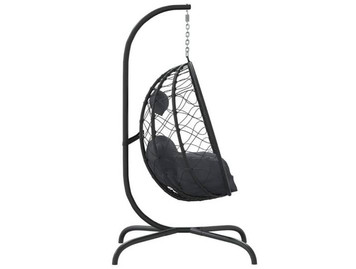 Lemon Chaise suspendue en forme d'œuf avec coussin Fauteuil suspendu avec coussin en polyrotin et acier anthracite @2449540 5645ism