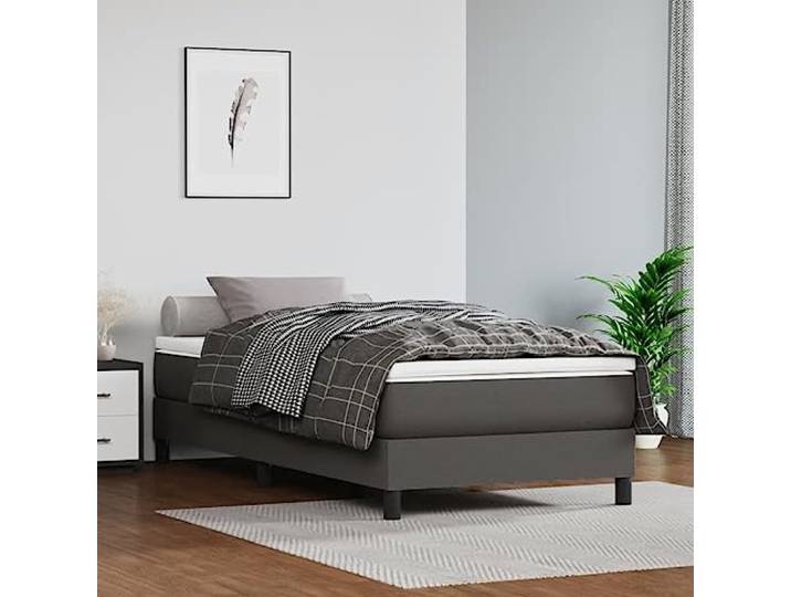 vidaXL Pocketveringmatras 90x190x20 cm kunstleer grijs