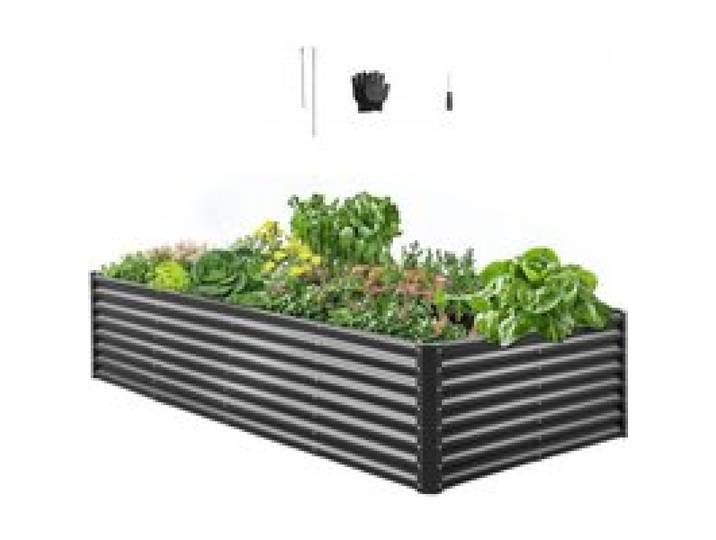 VEVOR Potager Surélevé Métal 240x120x60 cm Carré Potager Surélevé Galvanisé Lit de Jardin Fond Ouvert Bac de Jardinage pour Culture de Légumes Fleurs Herbes Aromatiques Plantes Grasses, Gris Foncé