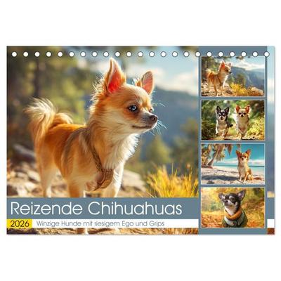 Reizende Chihuahuas. Winzige Hunde mit riesigem Ego und Grips (Tischkalender 2026 DIN A5 quer), CALVENDO Monatskalender