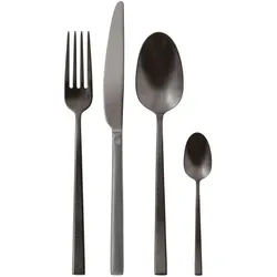 Rosenthal Besteck 24tlg.Vh. Rock Diamond Edelstahl/PVD 2Blac, Besteck, Schwarz, Mehrfarbig, Silber