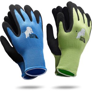 LauterSchutz Arbeitshandschuhe Kinderhandschuhe, Latex-Beschichtung, blau & grün, 5-7 Jahre, 2 Paar