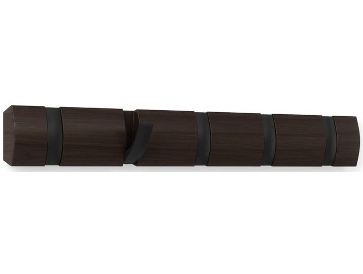 Garderobenleiste UMBRA Flip , schwarz (braun, schwarz), B:51cm H:7cm T:4cm, Eisen, Garderobenhalter, Garderobenleiste, Herkunftsland Holz: China