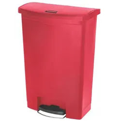 Treteimer Rubbermaid Slim Jim Kunststoff rot 90 L Tretabfallbehälter mit Pedal an der Breitseite