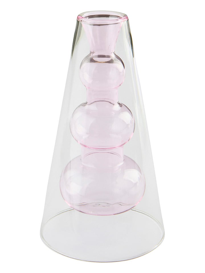 Jotex Vase "Tilo" in Transparent/ Rosa - (H)18 x Ø 10 cm - onesize
