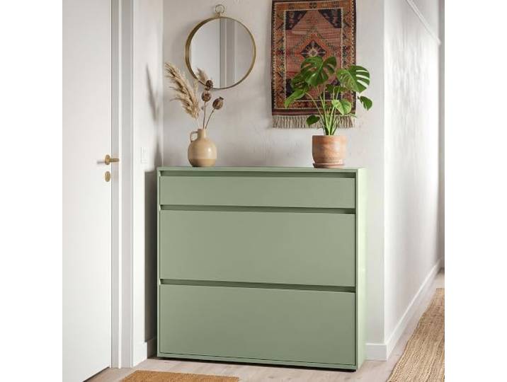 Wohnzimmer Kommode 111,5 cm breit in Grün mit 2 Klappen & 1 Schublade