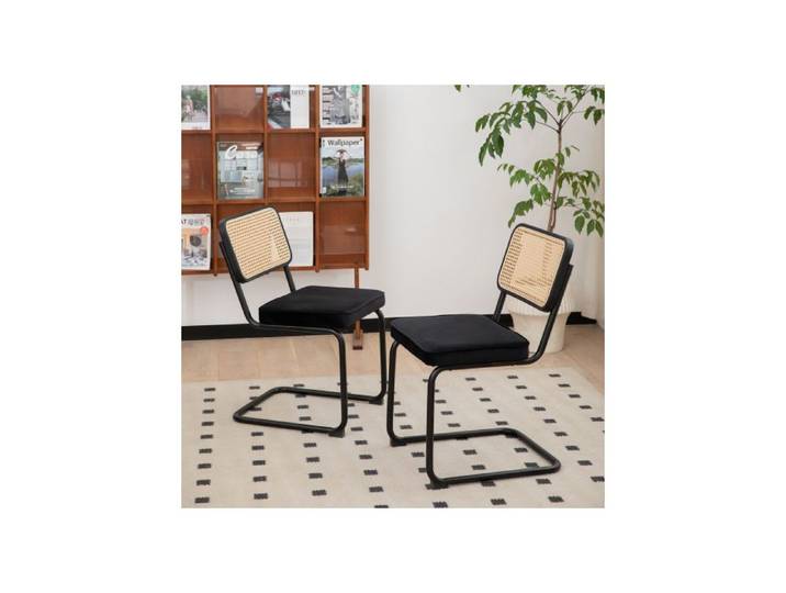 Lot de 2 chaises similicuir pieds chromés design moderne style Breuer. Idéal salle à manger salon cuisine. Product title