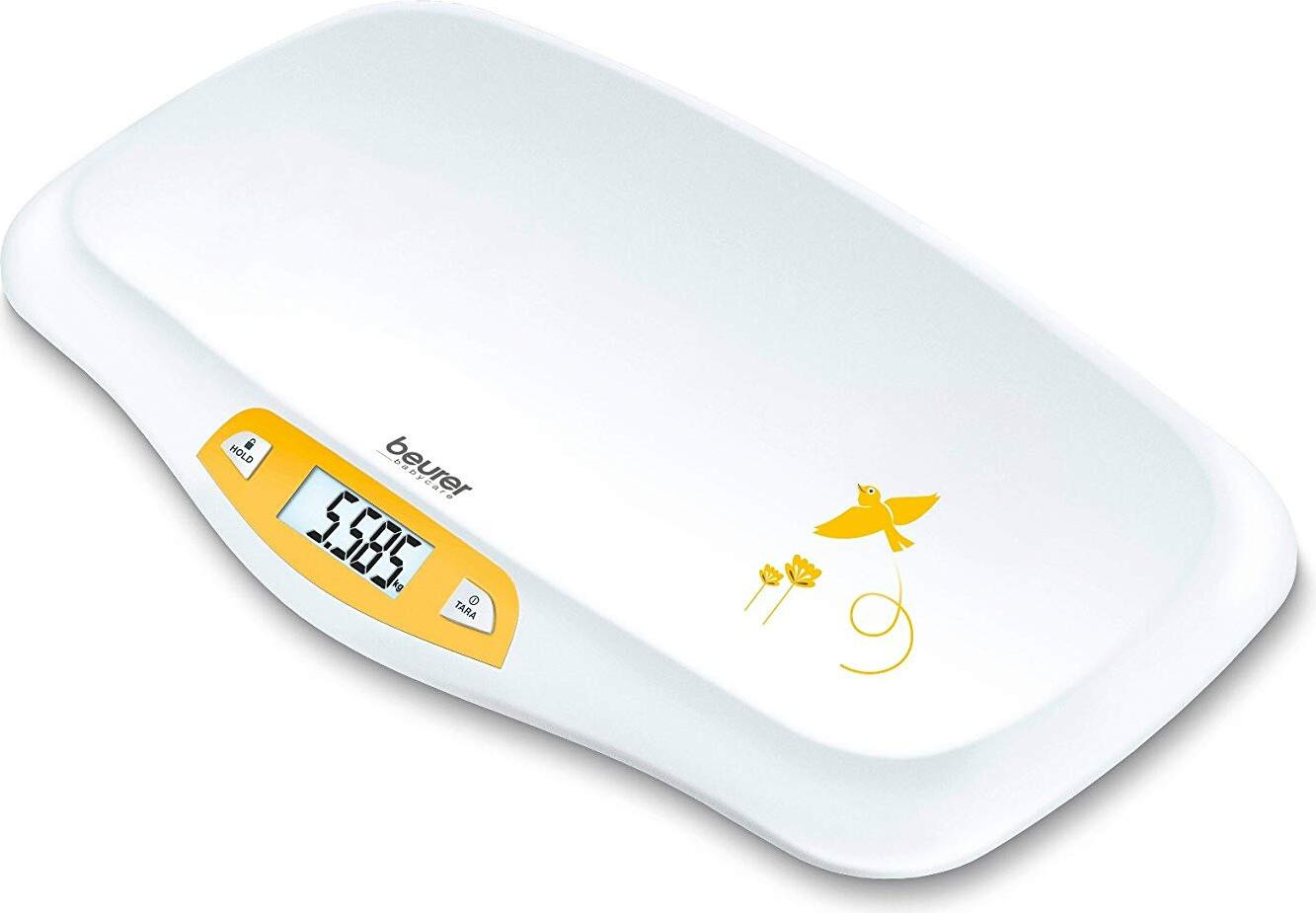 Beurer Babyweegschaal BY 80, tot 20 kg, precisie 5 g, XL LCD-display, wit-geel