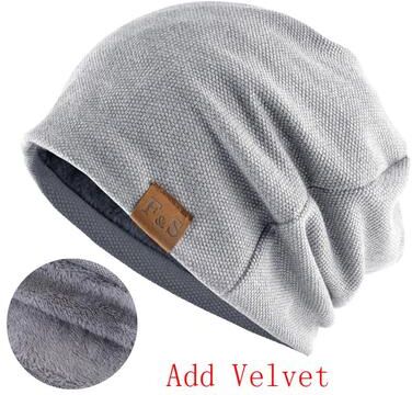 Multicon Wholesale Hub Winter Knitted Skullies Beanies Velvet Soft Turban Hats Fashion Bonnet Hat For Men And Women Hip Hop Beanie gray1 Add Velvet