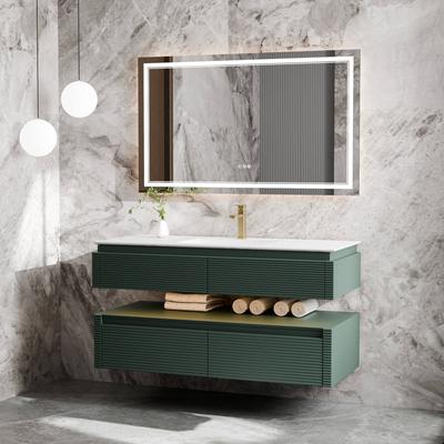 Home Solution "48"" Modern Wall-Mounted Single Sink Bathroom Vanity with Engineered Stone Countertop,Soft-Close Drawers"