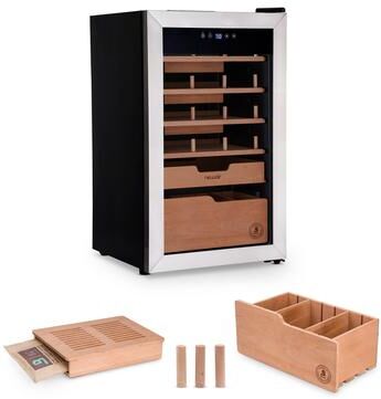 Newair x Boveda 500 Count Electric Humidor, Spanish Cedar Shelves, Temperature Control, Cigar Humidor, Humidity Control