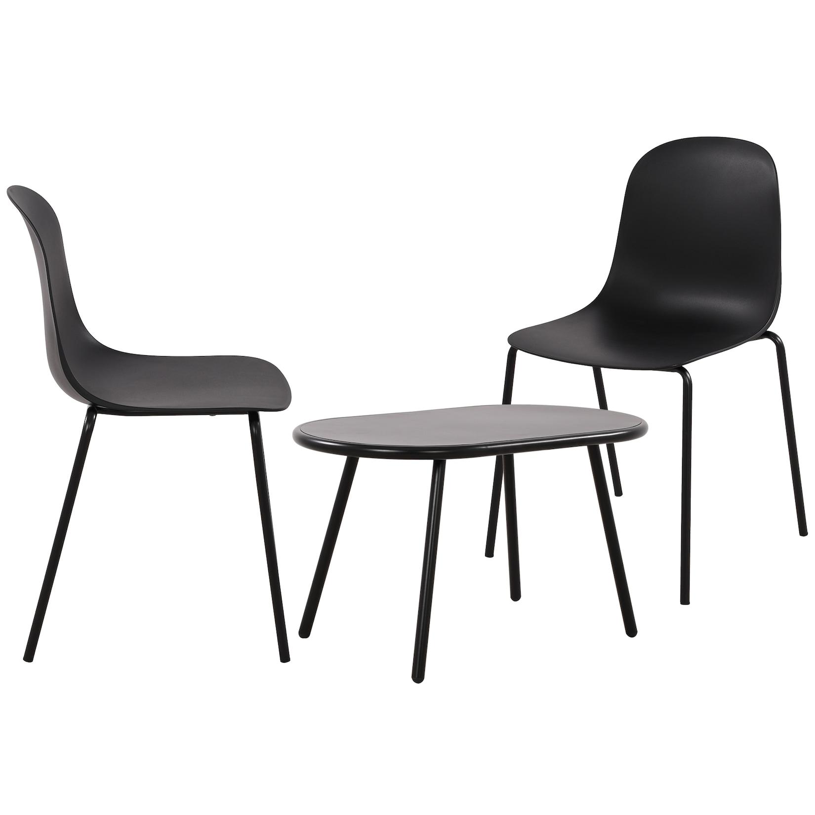 CLP 2er Sitzgruppe Veldin I Garten-Set 2x Stuhl stapelbar und 1x Tisch I Outdoor-Set wetterfest und UV-beständig I Gartenmöbel