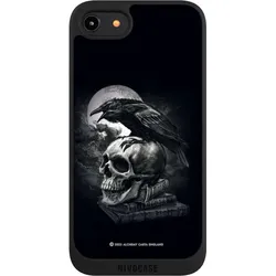 Nivocase Handyhülle für Apple iPhone 7 Hülle NIVOpure Case Schwarz Rabe Schädel Totenköpfe (Apple iPhone 7), Smartphone Hülle, Schwarz