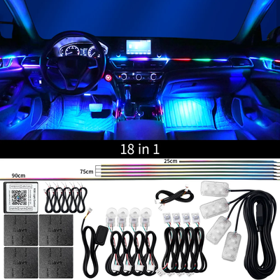 Of Wheels Deals RGB Symphony Streamer, Led Car Ambient Lights, Bluetooth Rainbow Acrylic Strips, Atmosphere Lamp Kit symphony 18 In 1
