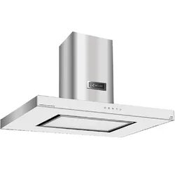 Kaiser Inselhaube AI 9434 W Eco, Luxus Inselhaube Dunstabzugshaube 90 cm,Weiß Glas Edelstahl