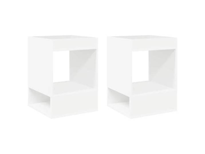 GHVBNMF Beistelltisch 2er Set Weiß 40 x 40 x 56 cm Holzwerkstoff Kompakte Couchtische mit zweistufiger Ablage bieten geordneten Platz für Wohnzimmer sowie Schlafzimmer.