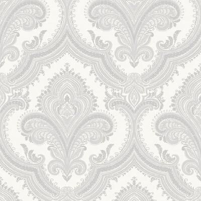 Veer Decor Traditional Damask Silver Wallpaper