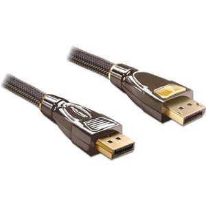 DeLock Displayport-Kabel 82772, 4K UHD, 21,6 Gbit/s, DP 1.2, Displayport auf Displayport, mit Textilmantel, 60Hz, 3 m