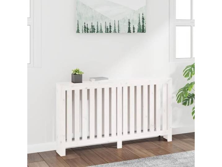 Cache-radiateur - VIDAXL - Bois massif de pin - Blanc - 153x19x84 cm - Étagère intégrée