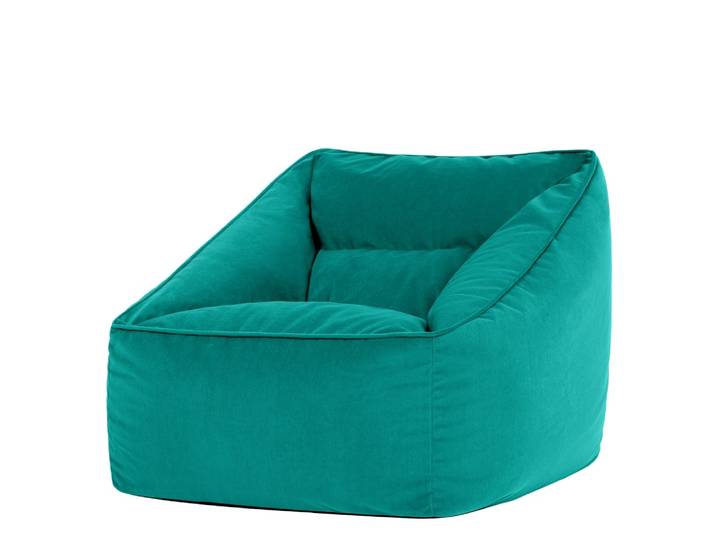 Pouf poire fauteuil velours bleu canard